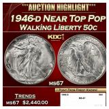 1946-d Walking Liberty Half Dollar Near Top Pop 50