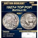 1927-p Buffalo Nickel TOP POP! 5c ms68 SEGS