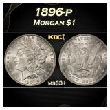 1896-p Morgan Dollar $1 Grades ms63+