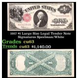 1917 $1 Large Size Legal Tender Note Grades Select