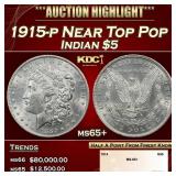 1915-p Gold Indian Half Eagle Near Top Pop $5 ms65