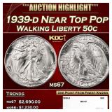 1939-d Walking Liberty Half Dollar Near Top Pop 50