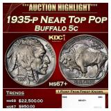 1935-p Buffalo Nickel Near Top Pop 5c ms67+ SEGS