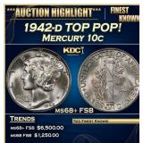 1942-d Mercury Dime TOP POP! 10c GEM++ FSB USCG