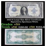 1923 $1 large size Silver Certificate Grades vf+ S