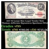 1917 $2 Large Size Legal Tender Note Thomas Jeffer