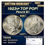 1923-p Peace Dollar TOP POP! $1 ms67+ SEGS