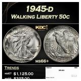 1945-d Walking Liberty Half Dollar 50c ms66+ SEGS