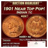 1901 Indian Cent Near Top Pop! 1c ms66+ rd SEGS