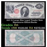 1917 $1 Large Size Legal Tender Note Grades f+ Sig