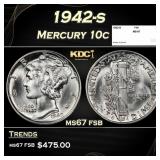 1942-s Mercury Dime 10c ms67 fsb SEGS