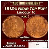 1912-d Lincoln Cent Near Top Pop! 1c ms66 rd SEGS