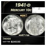 1941-d Mercury Dime 10c ms67 fsb SEGS