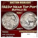 1923-p Buffalo Nickel Near Top Pop! 5c ms67+ SEGS