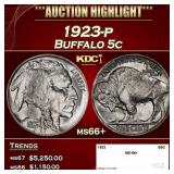 1923-p Buffalo Nickel 5c ms66+ SEGS