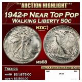 1942-p Walking Liberty Half Dollar Near Top Pop 50