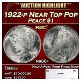 1922-p Peace Dollar Near Top Pop $1 ms66+ SEGS