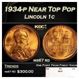 1934-p Lincoln Cent Near Top Pop 1c ms67 rd SEGS