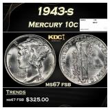1943-s Mercury Dime 10c ms67 fsb SEGS