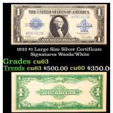 1923 $1 large size Silver Certificate Grades Selec