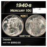 1940-s Mercury Dime 10c ms67 fsb SEGS