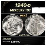 1940-d Mercury Dime 10c ms67 fsb SEGS