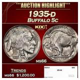 1935-d Buffalo Nickel 5c ms66 SEGS