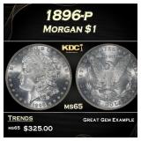 1896-p Morgan Dollar $1 Grades ms65