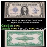 1923 $1 large size Silver Certificate Grades Selec