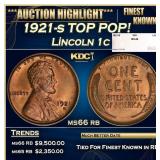 1921-s Lincoln Cent TOP POP! 1c ms66 rb SEGS