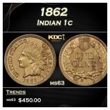 1862 Indian Cent 1c Grades ms63