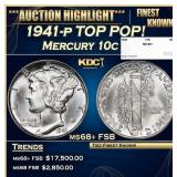 1941-p Mercury Dime TOP POP! 10c ms68+ FSB SEGS