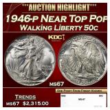 1946-p Walking Liberty Half Dollar Near Top Pop 50