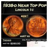 1938-d Lincoln Cent Near Top Pop 1c ms67 rd SEGS
