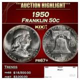 1950 Proof Franklin Half Dollar 50c pr67+ SEGS