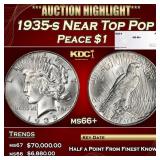 1935-s Peace Dollar Near Top Pop $1 ms66+ SEGS