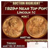 1929-p Lincoln Cent Near Top Pop! 1c ms67 rd SEGS
