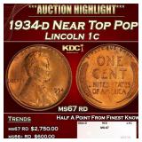 1934-d Lincoln Cent Near Top Pop 1c ms67 rd SEGS
