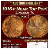 1916-p Lincoln Cent Near Top Pop! 1c ms67+ rd SEGS