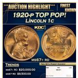 1920-p Lincoln Cent TOP POP! 1c ms67+ rd SEGS