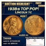 1938-s Lincoln Cent TOP POP! 1c ms68 rd SEGS