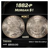 1882-p Morgan Dollar $1 Grades ms65