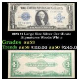 1923 $1 large size Silver Certificate Grades Selec