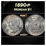 1890-p Morgan Dollar $1 Grades ms62+