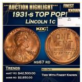 1931-s Lincoln Cent TOP POP! 1c ms67 rd SEGS