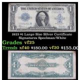 1923 $1 large size Silver Certificate Grades vf+ S