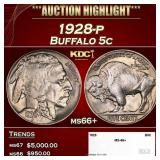 1928-p Buffalo Nickel 5c ms66+ SEGS