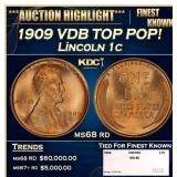 1909 VDB Lincoln Cent TOP POP! 1c ms68 rd SEGS