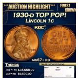 1930-d Lincoln Cent TOP POP! 1c ms67+ rd SEGS