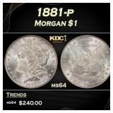1881-p Morgan Dollar $1 Grades ms64